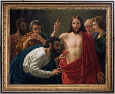 Pfarrkirche (Nederbrakel, Parochiekerk Sint-Pieter-in-de-Banden). Innenansicht. Gemälde. Thomas der Apostel. Jean-Henri De Coene. von Jean Henri de Coene