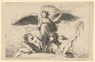 Engel mit einer Palme und einer Krone von Jean Honoré Fragonard after Annibale Carracci