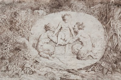 Bacchanalen: Nymphe von zwei Satyrn gestützt von Jean Honore Fragonard
