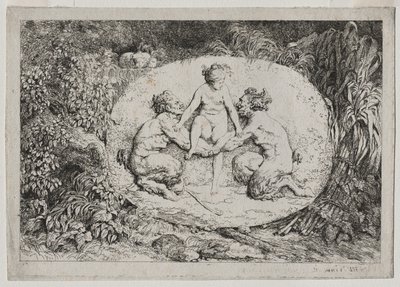 Bacchanalien: Nymphe von zwei Satyrn gestützt von Jean Honore Fragonard