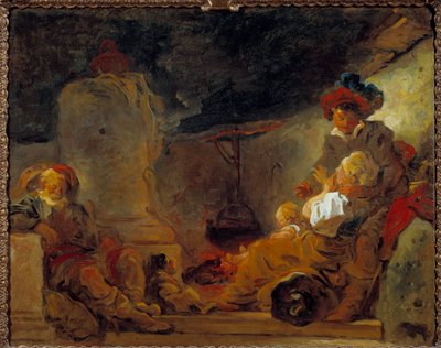 Nachtszene, genannt der Traum des Bettlers von Jean Honore Fragonard
