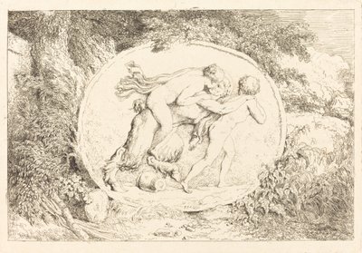 Nymphe reitet auf einem Satyr (Jeune fille a califourchon sur un satyre) von Jean Honore Fragonard
