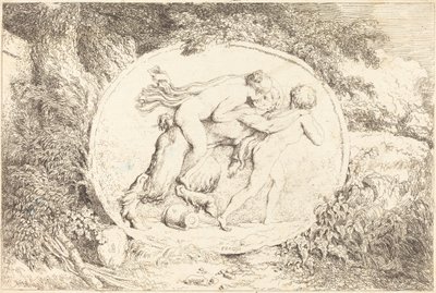Nymphe reitet auf einem Satyr (Jeune fille a califourchon sur un satyre) von Jean Honore Fragonard