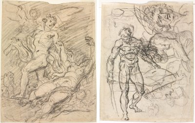 Orpheus und Eurydike (recto); Figurenstudien (verso) von Jean Honore Fragonard