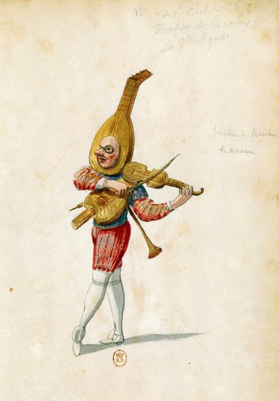 Kostümentwurf von Jean Berain der Ältere für Le feste di Amore e di Bacco, Ballett von Jean-Baptiste Lully, aufgeführt im Palais-Royal in Paris, 15. November von Jean I  Berain