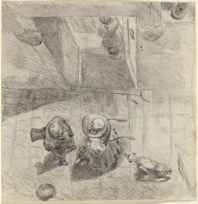 Vogelperspektive eines Mannes und einer Frau im Gespräch von Jean Ignace Isidore Grandville