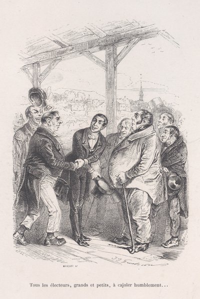 Alle Wähler, groß und klein, versammeln sich, um sich demütig zu überreden... aus den kleinen Elenden von..., 1843 von Jean Ignace Isidore Gérard