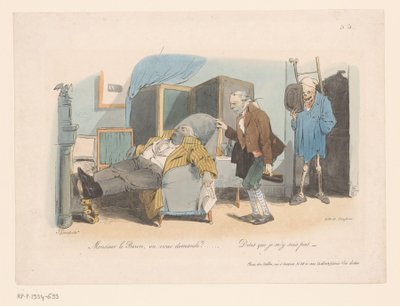 Baron wird von einem Totengräber und dem Tod geholt von Jean Ignace Isidore Gérard Grandville