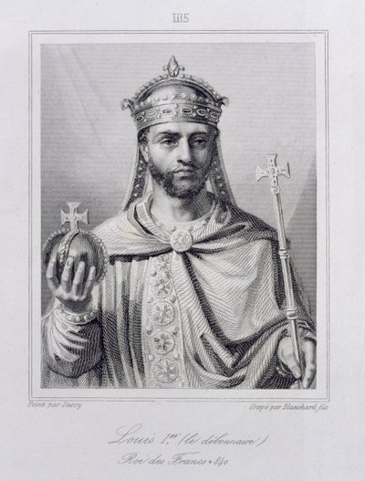 Ludwig I. der Fromme (778-840) Heiliger Römischer Kaiser, graviert von Blanchard von Jean Joseph Dassy