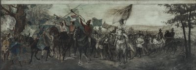 Skizze für die Dekoration der Galerie im Ehrenhof der Sorbonne: La Fête du Lendit, zwischen 1894 und 1903 von Jean Joseph Weerts