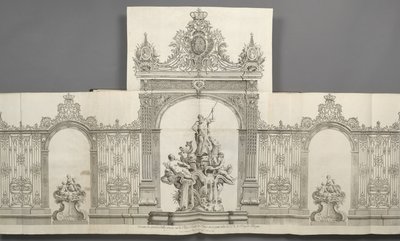 Entwurf der großen Gitter, die 1755 auf dem Place royale de Nancy aufgestellt wurden, auf Befehl von S. M. le Roy de von Jean Lamour