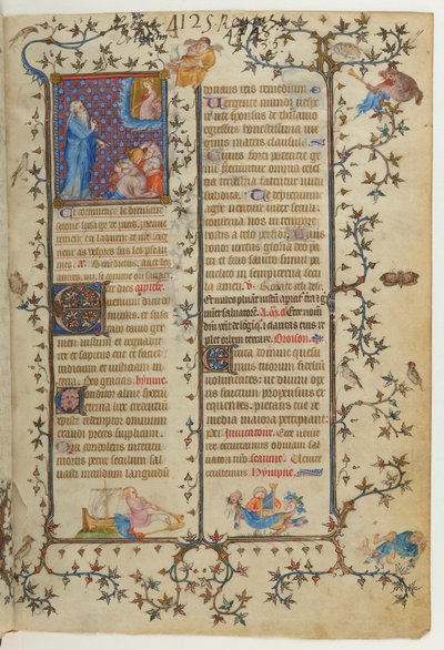 Seite aus dem Brevier von Karl V.: Jesaja kündigt das Kommen des Messias an, mit der Erscheinung der Madonna von Jean Le Noir