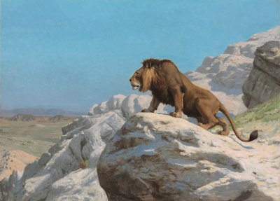 Löwe auf der Lauer von Jean Leon Gerome