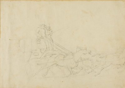 Kutsche gezogen von vier galoppierenden Pferden von Jean Louis André Théodore Géricault