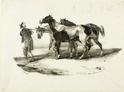 Pferde werden zum Abdecker geführt von Jean Louis André Théodore Géricault