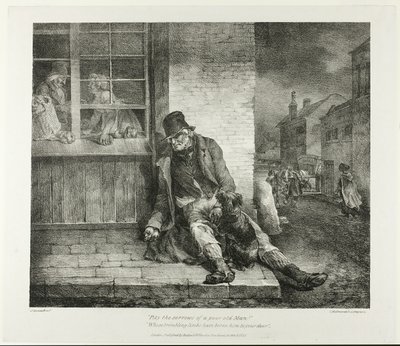 Erbarmt euch der Leiden eines armen alten Mannes!... Platte 2 aus Verschiedene Motive nach dem Leben auf Stein gezeichnet von Jean Louis André Théodore Géricault