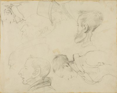 Sieben Karikaturen von Köpfen von Jean Louis André Théodore Géricault