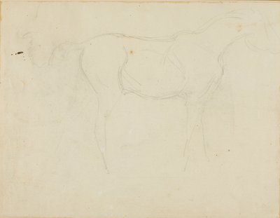 Skizze eines nach rechts gerichteten Pferdes und einer Karikatur im Profil von Jean Louis André Théodore Géricault