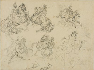 Skizzen orientalischer Reiter von Jean Louis André Théodore Géricault