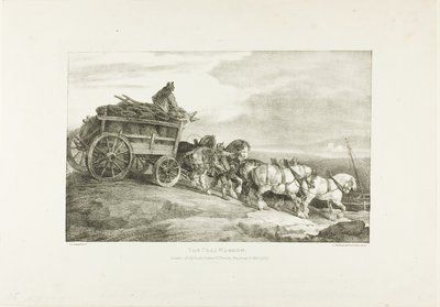 Der Kohlenwagen, Platte 7 aus Verschiedene Motive nach dem Leben auf Stein gezeichnet von Jean Louis André Théodore Géricault