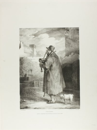 Der Pfeifer, Platte 1 aus Verschiedene Motive aus dem Leben und auf Stein gezeichnet (Die Englische Suite) von Jean Louis André Théodore Géricault