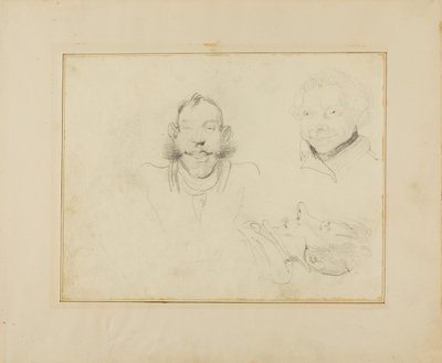 Drei Karikaturen von Köpfen von Jean Louis André Théodore Géricault