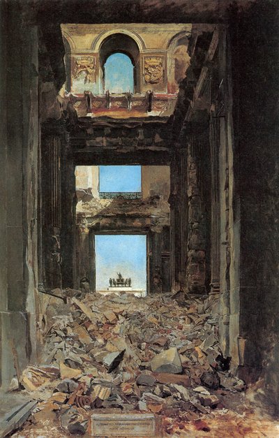 Die Ruinen des Tuilerienpalastes nach der Kommune von 1871, 1877 von Jean Louis Ernest Meissonier