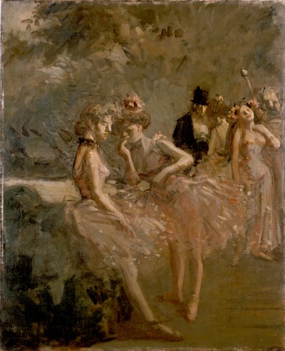 Szene hinter den Kulissen eines Theaters, um 1870-1900 von Jean Louis Forain