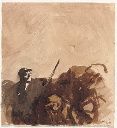 Soldat in einem Graben (recto) von Jean Louis Forain