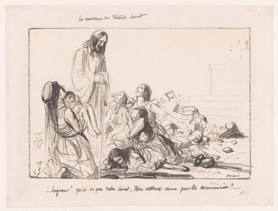Frauen in bombardierter Kirche klagen Christus an (Le massacre du Vendredi-Saint) von Jean Louis Forain