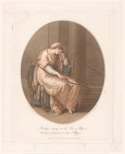 Penelope weint mit dem Bogen des Odysseus in der Hand von Jean Marie Delattre