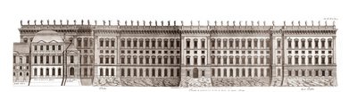 Der Louvre in Paris, Projekt von Gian Lorenzo Bernini: Erhebung der Hauptfassade zur Seine - Aus „Architecture françoise“ von Jacques-François Blondel - Gravur von Jean Marot von Jean Marot