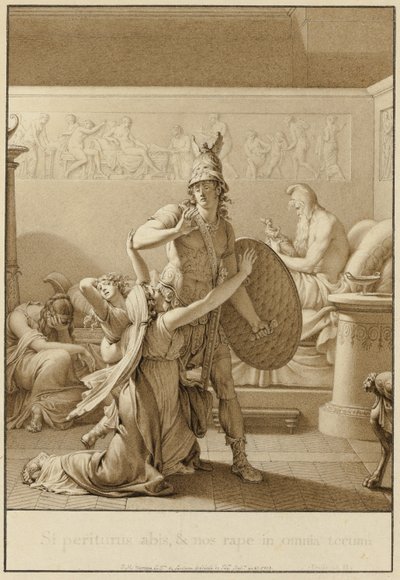 Creusa fleht Aeneas an, als er in den Krieg zieht von Jean Michel Moreau