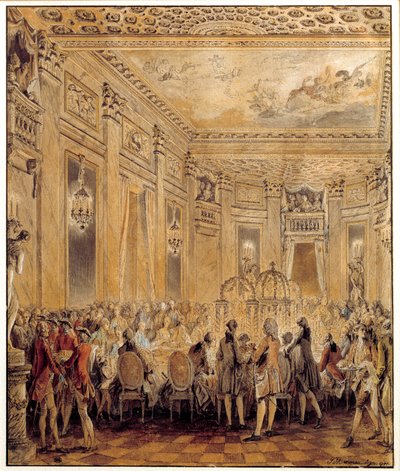 Fest gegeben von Jeanne Becu, Gräfin von Barry, im Schloss von Louveciennes am 2. September 1771 von Jean Michel the Younger Moreau