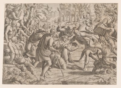 Der verräterische Sinon wird von den Hirten ins trojanische Lager gebracht, 1535-1555 von Jean Mignon