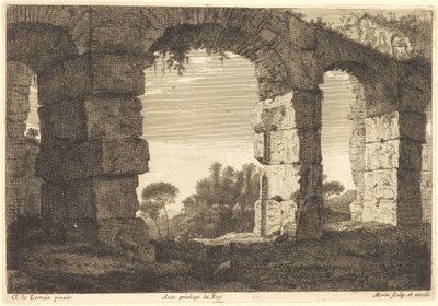 Ruinen eines Aquädukts von Jean Morin after Claude Lorrain
