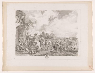Reisende vor einem Gasthaus (Les Bohemiens, Prenten naar schilderijen door Philips Wouwerman, Oeuvres de Ph.pe Wouwermans Hollandois) von Jean Moyreau