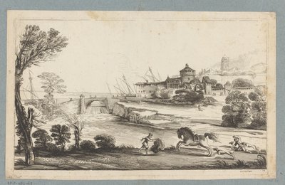 Landschaft mit gefallenem Reiter von Jean Pesne