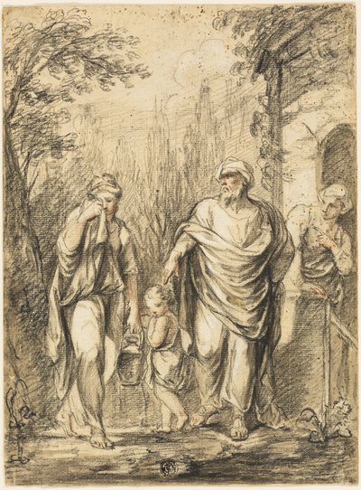 Abraham vertreibt Hagar und Ismael von Jean Pierre Antoine Tassaert