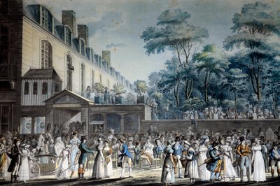 Ansicht von Paris: die Promenade des Türkischen Gartens. Lithographie von Jean Pierre Marie Jazet (1788-1871) von Jean Pierre Marie Jazet