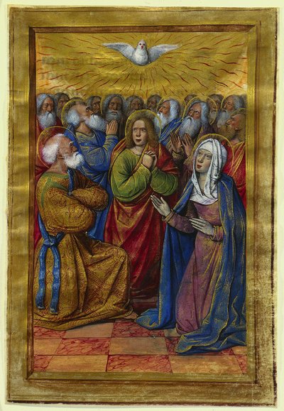 Miniatur aus einem Stundenbuch: Pfingsten, ca. 1500 von Jean Poyet