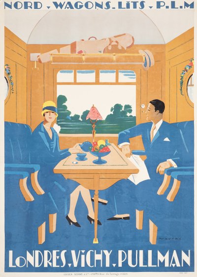 Werbeplakat für den London-Vichy Pullman-Expresszug von Jean Raoul Chaurand Naurac