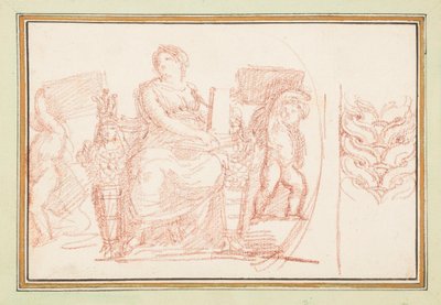 Sitzende weibliche Figur mit Büchern und Putti von Jean Robert Ango