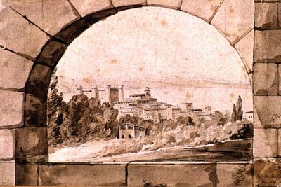 Ansicht der Stadt und des Sees von Bracciano, ca. 1810 von Jean Thomas Thibault