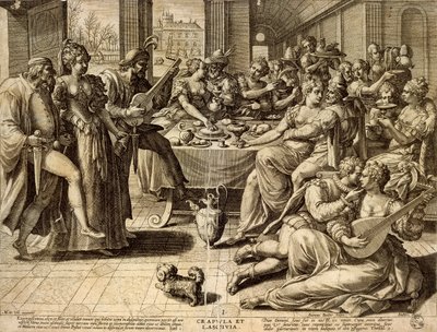 Abendessen von Jean or Johann Sadeler