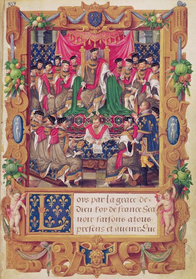 Henri II. leitet ein Kapiteltreffen des französischen Ritterordens Saint-Michel von Jean the Elder Cousin