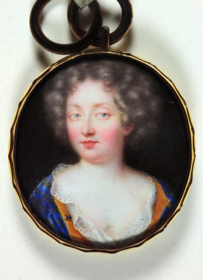 Eine Dame in einem orangegefütterten blauen Kleid von Jean the Elder Petitot