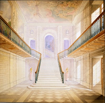 Entwurf für eine Treppe in der Painted Hall, Chatsworth von Jeffry Wyatville