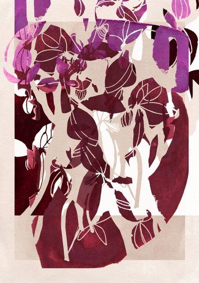 Abstrakte Magenta-Blumen von Jenja Braun