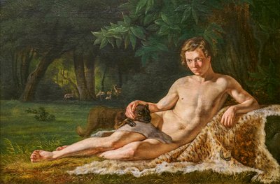 David, junger Mann auf einem Leopardenfell liegend von Jens Adolf Jerichau